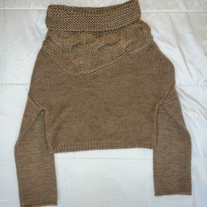 Cropped Camel Turtleneck Sweater